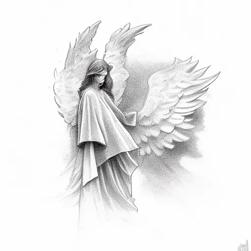 faceless angel tattoo design idea