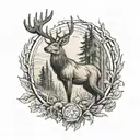 hunting deer forest surrounded tattoo design idea