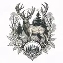 hunting deer forest surrounded tattoo design idea