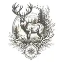 hunting deer forest surrounded tattoo design idea