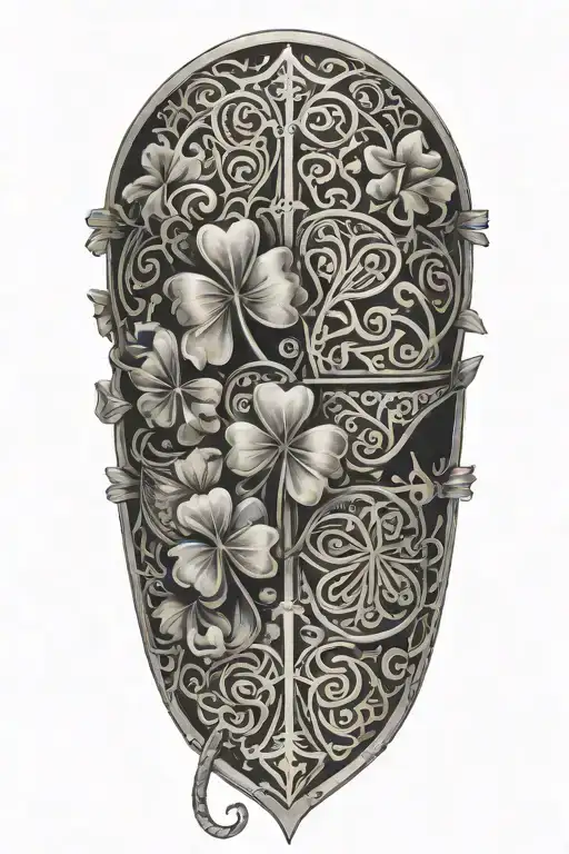 shamrocks and armor tattoo design idea