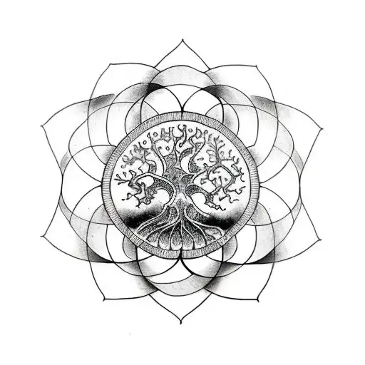 Japanese "Tree Of Life" Tattoo Idea BlackInk AI