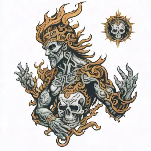 Slavs and gods engulfed in flames tattoo design idea