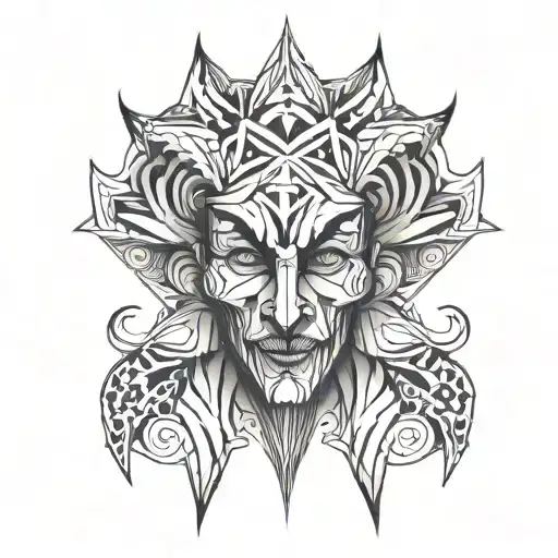 symetrical jester throat tattoo tattoo design idea