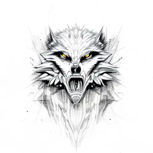 male anthropomorphic werewolf raping human female  tattoo design idea