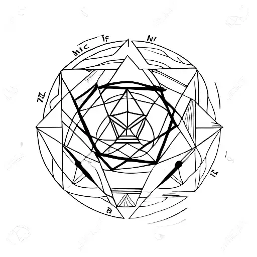 symbol of the four natural elements and within the triangle the natural shape of each element tattoo design idea