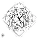 symbol of the four natural elements and within the triangle the natural shape of each element tattoo design idea