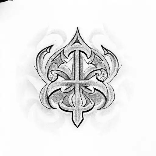 Mayan fleur-de-lis tattoo design idea