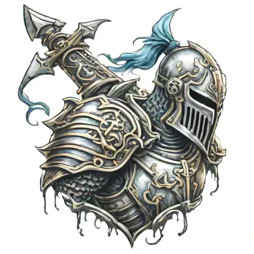 zombie knight tattoo design idea