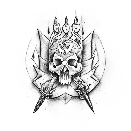 Pombo Gira holding a skull and dagger tattoo design idea