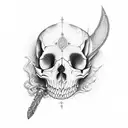 Pombo Gira holding a skull and dagger tattoo design idea