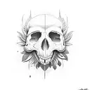 Pombo Gira holding a skull and dagger tattoo design idea