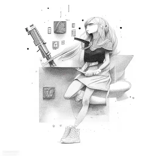 man,overthinking,money,girls,gun,tears tattoo design idea