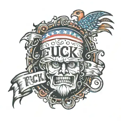 patriotic anti Trump with the words "Fuck Trump" tattoo design idea