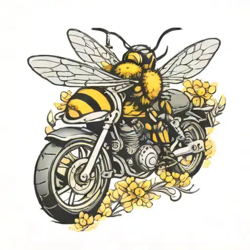 bee on a motorcycle tattoo design idea