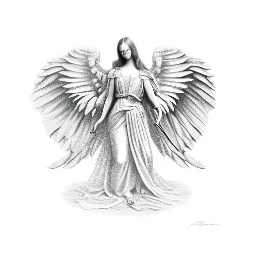 Renaissance angel tattoo design idea