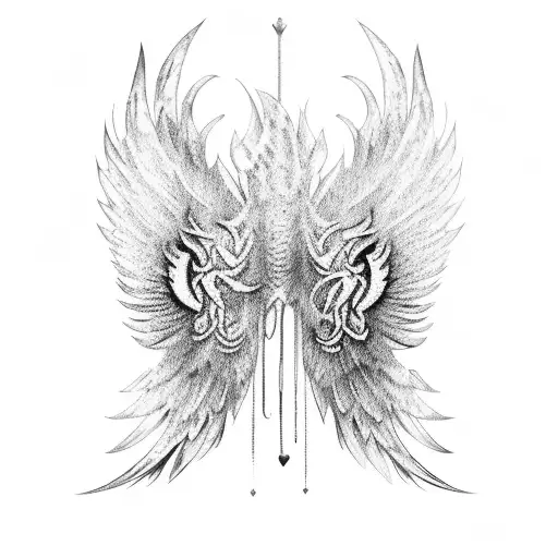 wings on spine tattoo design idea