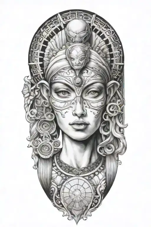high priestess tarot, Artemis goddesse greek,Jacinta-rose,sphinx,alien,queen,eygpt,ancient, tattoo design idea
