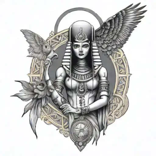 high priestess tarot alien Egyptian Artemis jacinta empress  tattoo design idea