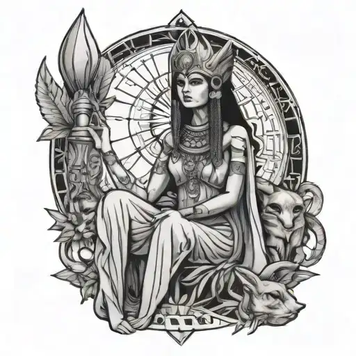 high priestess tarot alien Egyptian Artemis jacinta empress simmilar back ground to original high priestess tarot  tattoo design idea