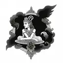 high priestess,Jacinta-rose,gemini, sphinx,artimis,greek,tora scroll,ancient egypt,empress tattoo design idea