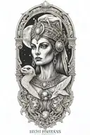 high priestess tarot, Artemis goddesse greek,Jacinta-rose,sphinx,alien,queen,eygpt,ancient,shapeshifter tattoo design idea