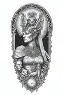 high priestess tarot, Artemis goddesse greek,Jacinta-rose,sphinx,alien,queen,eygpt,ancient,shapeshifter tattoo design idea