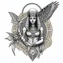 high priestess tarot alien Egyptian Artemis jacinta empress  tattoo design idea