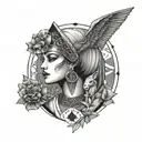 high priestess tarot alien Egyptian Artemis jacinta empress  tattoo design idea