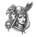 high priestess tarot alien Egyptian Artemis jacinta empress  tattoo design idea