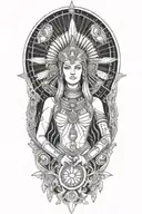high priestess tarot, Artemis goddesse greek,Jacinta-rose,sphinx,alien,queen,eygpt,ancient,shapeshifter,holy  tattoo design idea