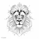 Lion,human heart,shell tattoo design idea