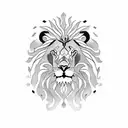 Lion,human heart,shell tattoo design idea