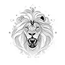 Lion,human heart,shell tattoo design idea