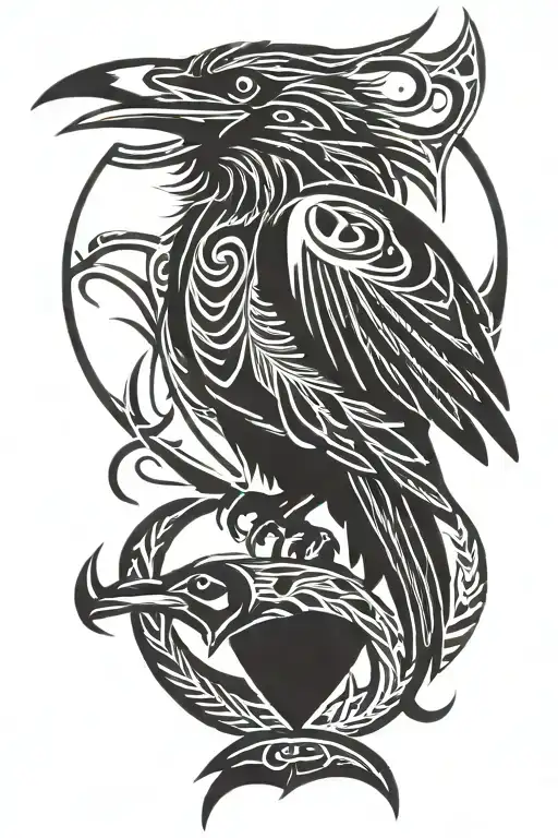 odin ravens tattoo design idea