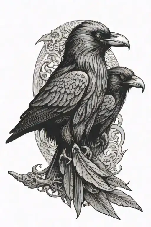 odin ravens tattoo design idea