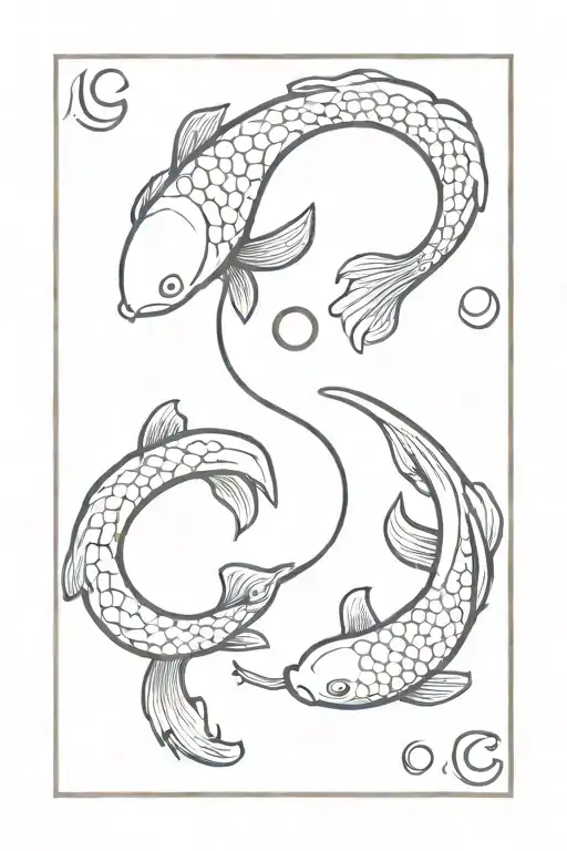 Letter L and G together under 2 koi fish yin yang tattoo design idea
