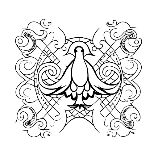 A minimalist tattoo of a dove representing peace and spirituality. tattoo design idea