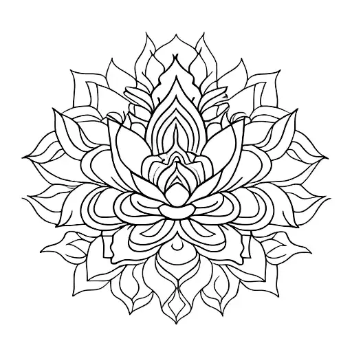 A minimalist tattoo of a lotus flower, symbolizing spiritual growth and enlightenment, inspired by the client's passion for religion. tattoo design idea