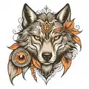 wolf and eye looking tattoo design idea