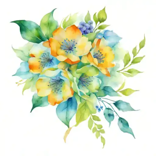 birth flowers of February, January, September, October, and December  tattoo design idea