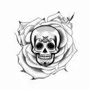 sugar skull snake rose tattoo design idea