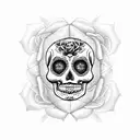 sugar skull snake rose tattoo design idea