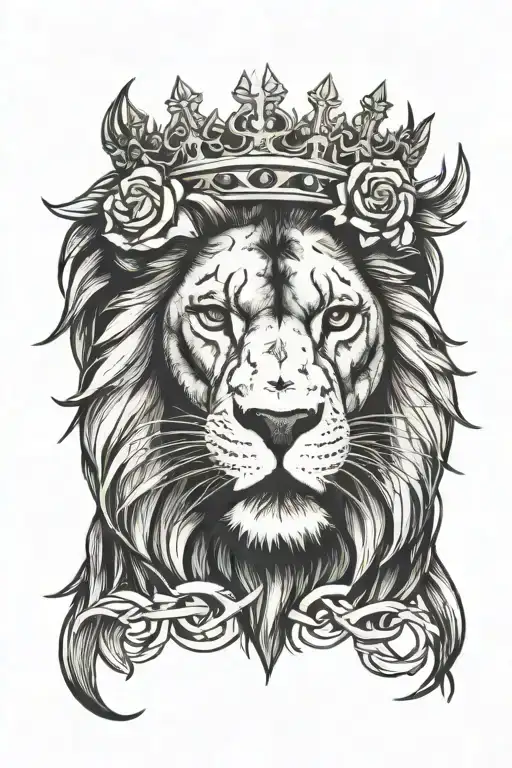 lion wearing crown of thorns  tattoo design idea