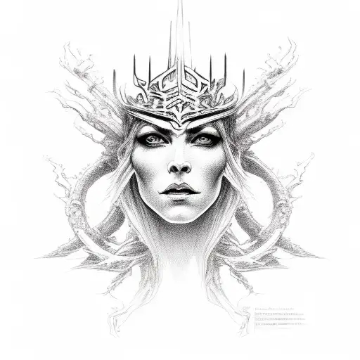 anti christ medussa woman king tattoo design idea