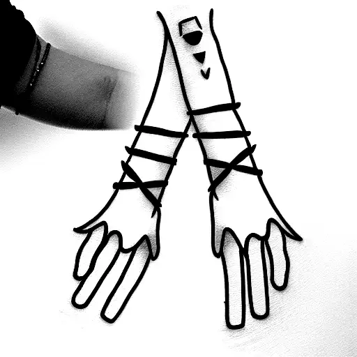 mummy ribbons going up from wrist to forearm tattoo design idea