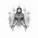 muslim women on forest tattoo design idea