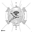 icarus falling with a frase that says mememto mori tattoo design idea