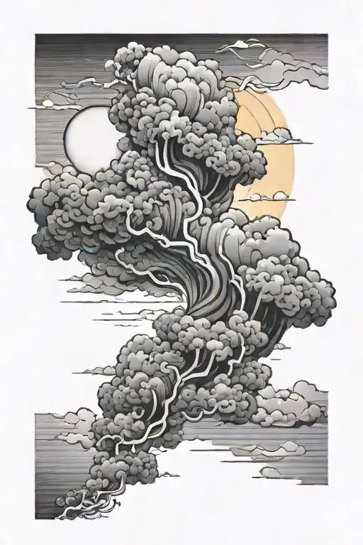 storm clouds with the sun behind it tattoo design idea