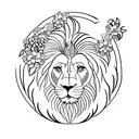 lion with a lamb with flowers  tattoo design idea
